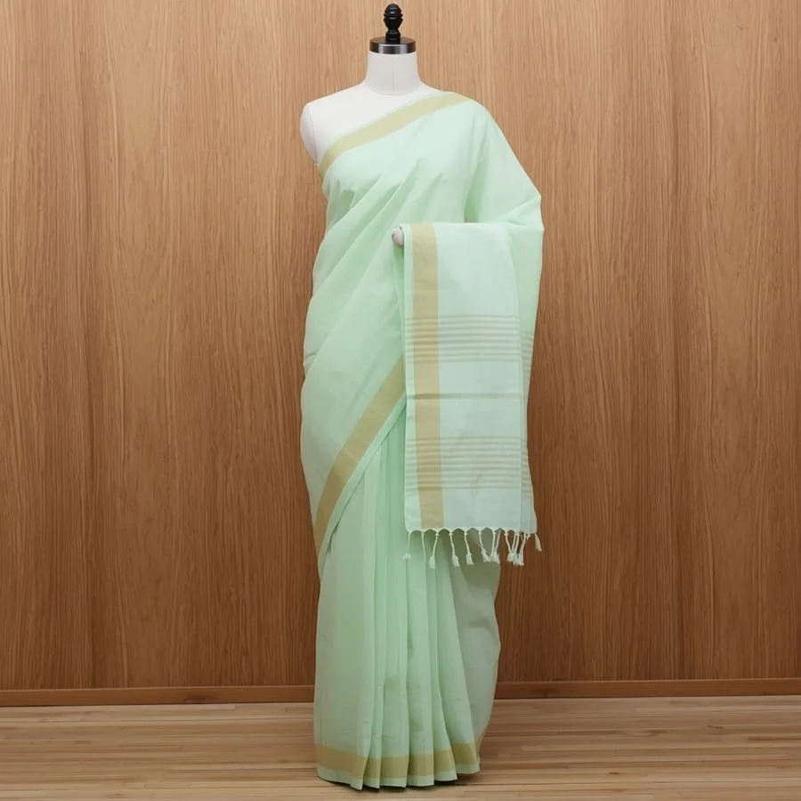 Handloom Cotton Saree with Indigo Weave - Pooja Saree Center Ahmedabad