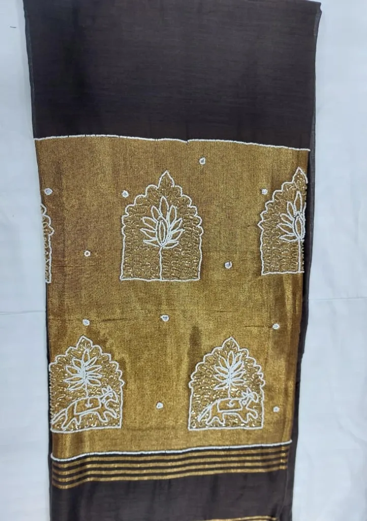 Coffee Brown Jharokha Arch Linen Saree