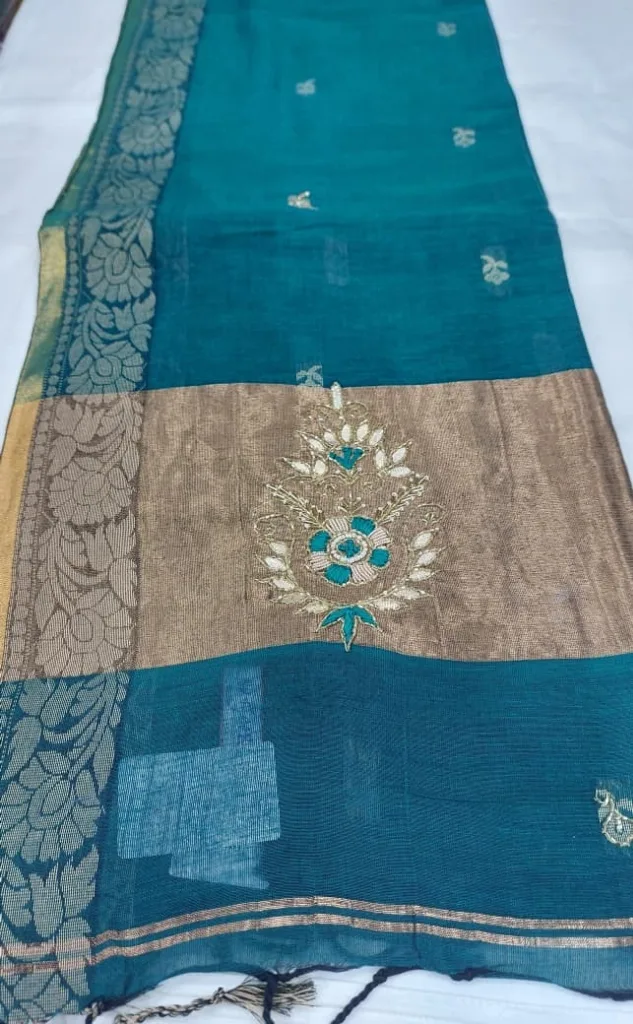 Ocean Teal Gota Work Saree
