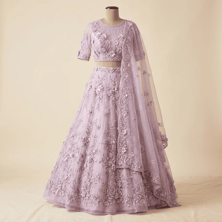 Organza Floral Lehenga