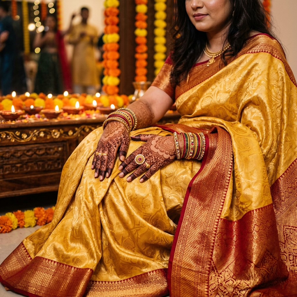 Golden Yellow Festive Saree