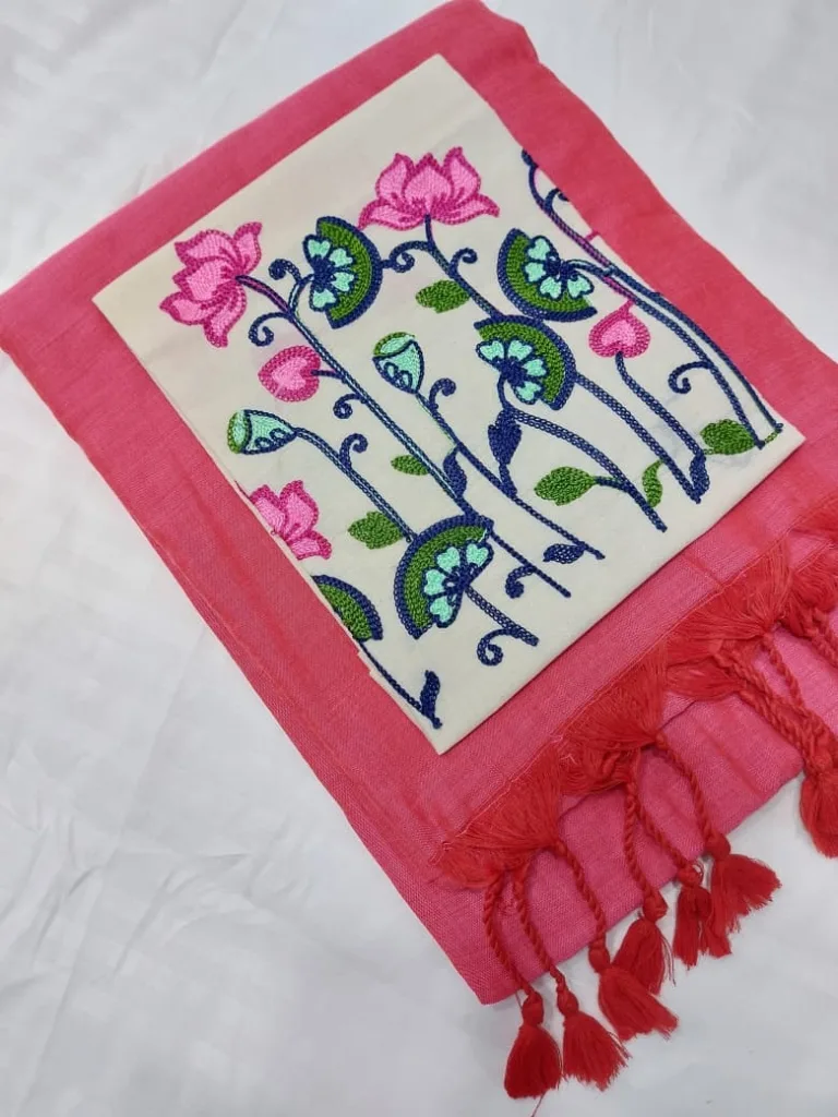 Pastel Pink Organic Khadi Cotton Saree - Pooja Saree Center