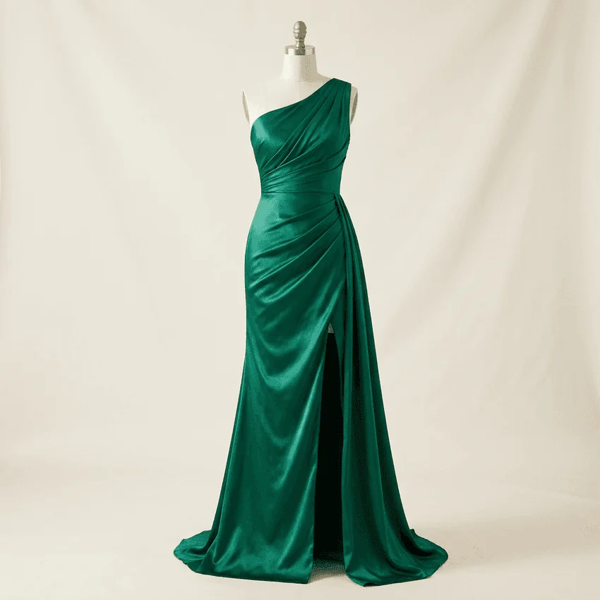 Satin Draped Party Gown
