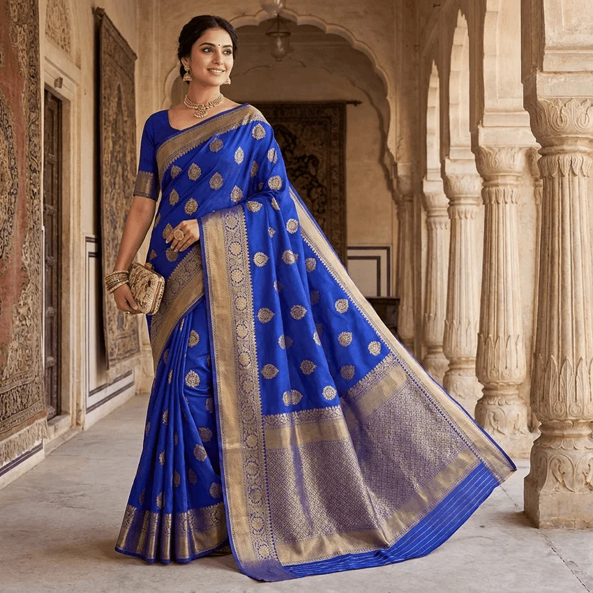 Rani Pink Floral Chiffon Saree Details - Pooja Saree Center